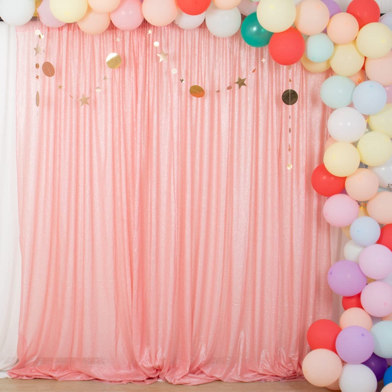 ShinyBeauty 4x7FT Sequin Backdrop Baby Pink| Glitter Fabric for Wedding, Birthday, Baby Shower Backdrops | Photobooth Studio & Home Decor - Image 1